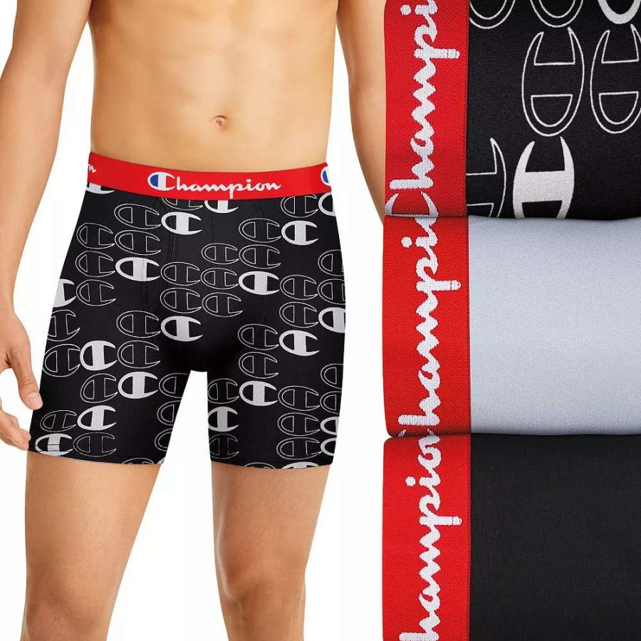 Underwear * | Men'S Champion 3-Pack Lightweight Stretch Boxer Brief