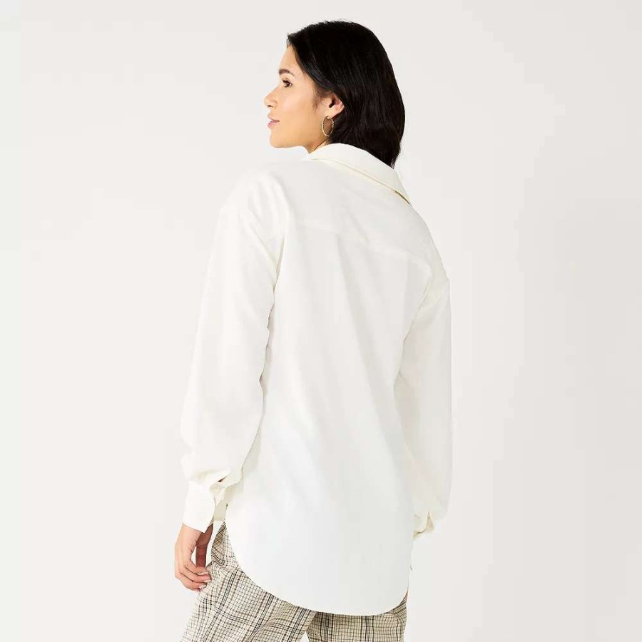 Shirts & Blouses * | Juniors' So Oversized Textured Button Front Top