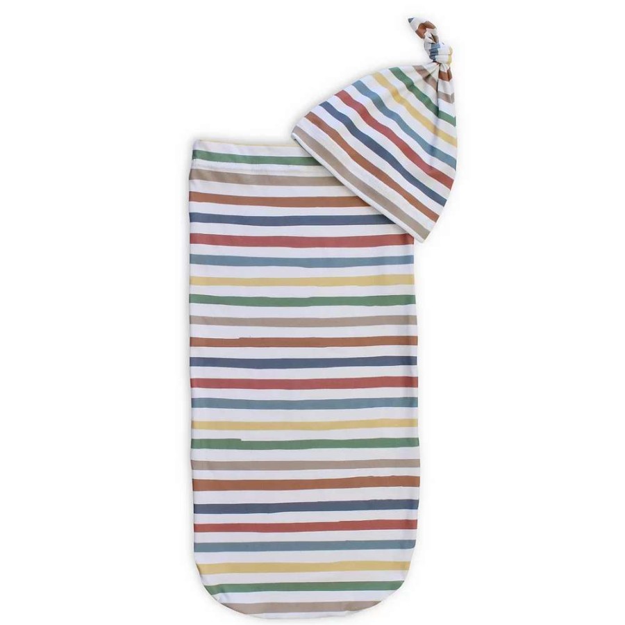 Sleepwear * | Itzy Ritzy Cutie Cocoon Stripes Cocoon & Hat Set