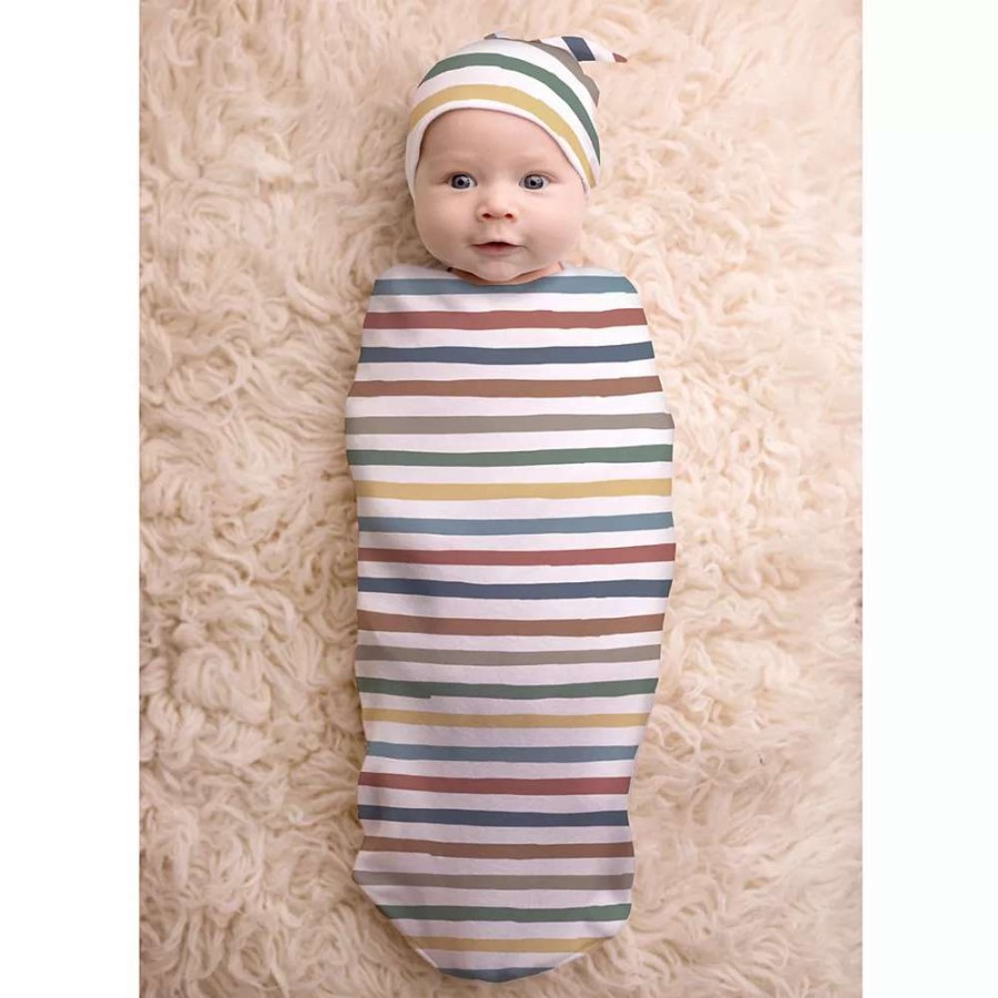 Sleepwear * | Itzy Ritzy Cutie Cocoon Stripes Cocoon & Hat Set