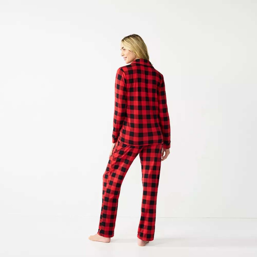 Sleepwear * | Women'S Jammies For Your Families Beary Cool Buffalo Check Pajama Set By Cuddl Duds