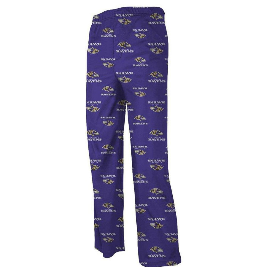 Sleepwear * | Baltimore Ravens Preschool Allover Logo Flannel Pajama Pants Purple