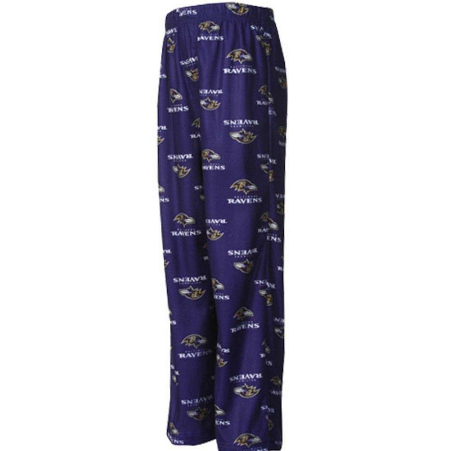 Sleepwear * | Baltimore Ravens Preschool Allover Logo Flannel Pajama Pants Purple