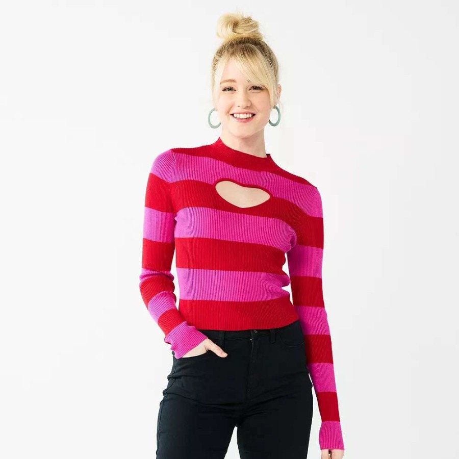 Sweaters * | Juniors' So Heart Cutout Sweater