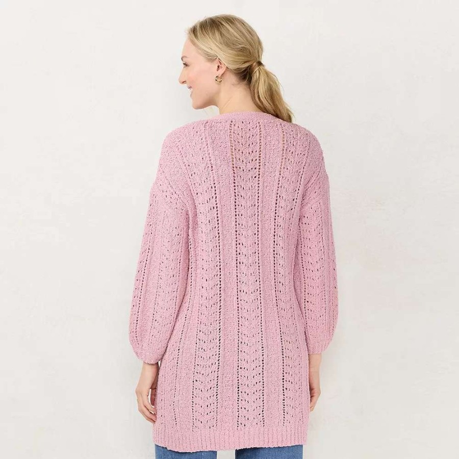 Sweaters * | Women'S Lc Lauren Conrad Pointelle Long Cardigan