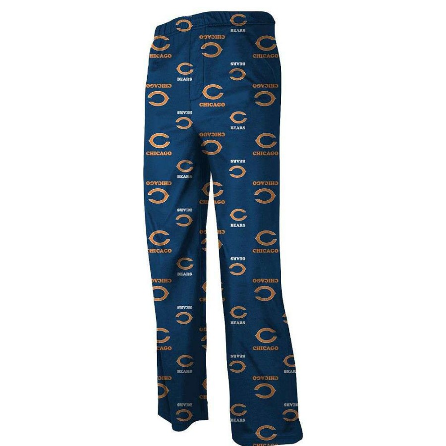 Sleepwear * | Chicago Bears Preschool Allover Logo Flannel Pajama Pants Navy Blue