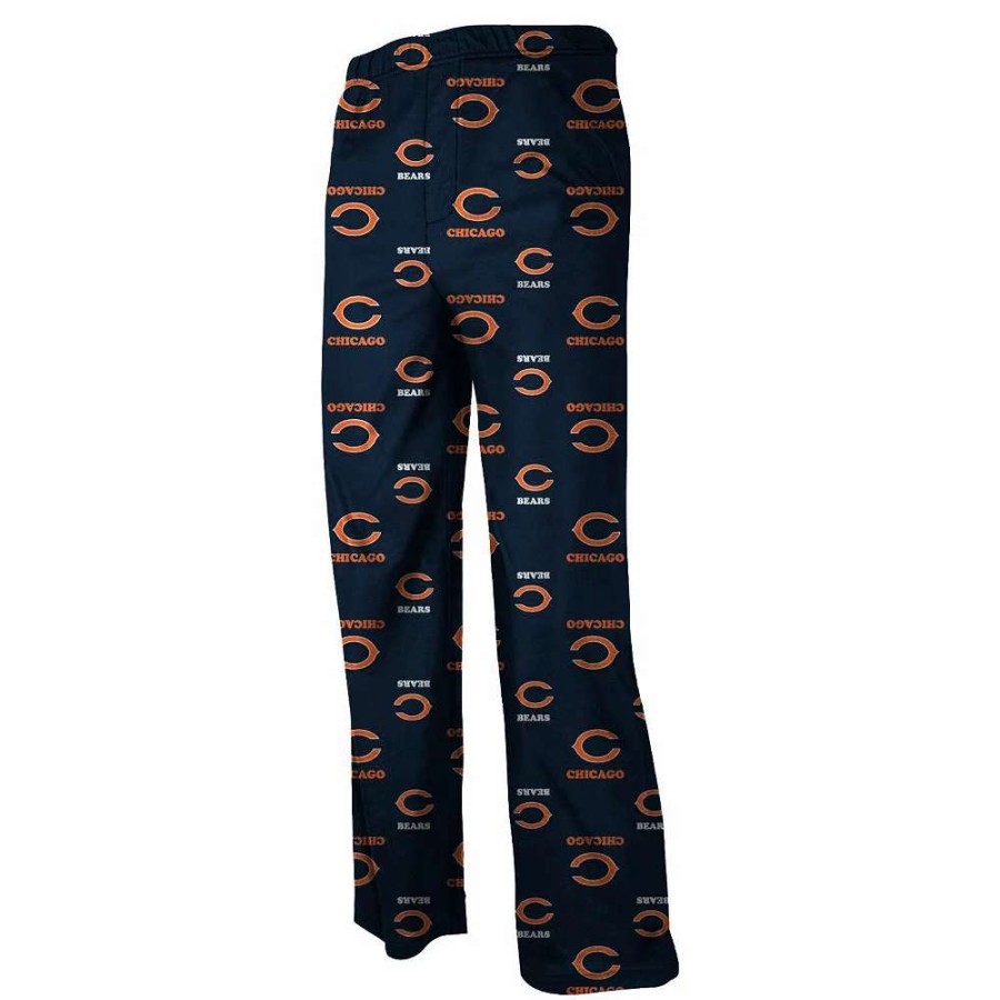 Sleepwear * | Chicago Bears Preschool Allover Logo Flannel Pajama Pants Navy Blue