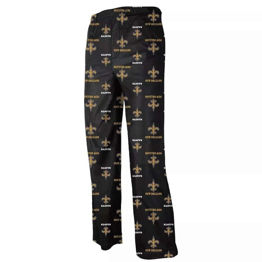 Sleepwear * | New Orleans Saints Preschool Allover Logo Flannel Pajama Pants Black