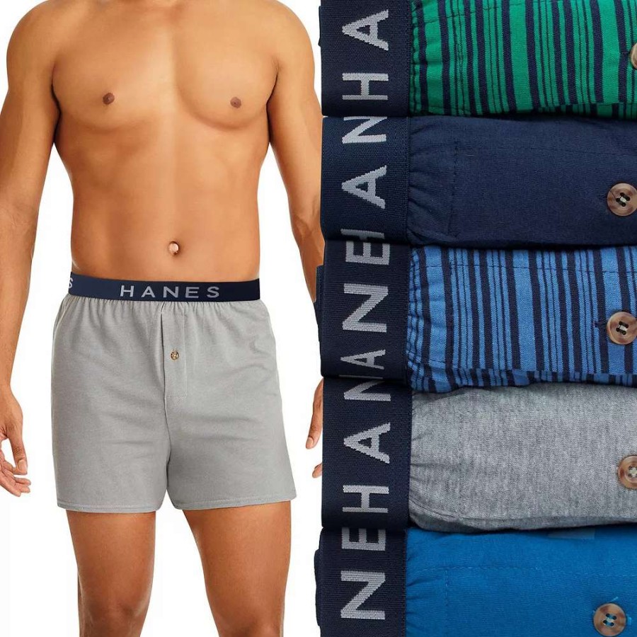 Underwear * | Hanes 5Pk Dyed Knit Boxer