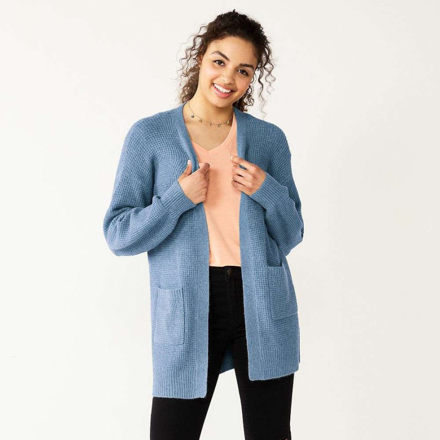 Sweaters * | Juniors' So Waffle Cardigan