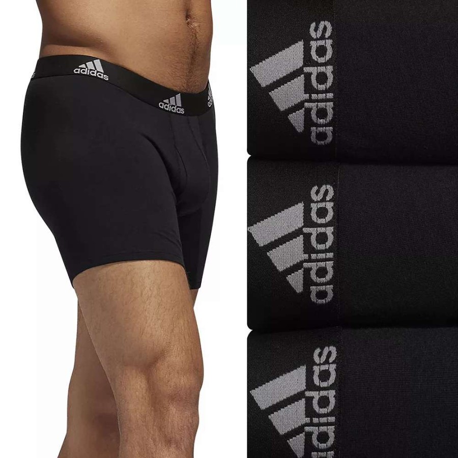 Underwear * | Men'S Adidas 3-Pack Cotton Stretch Boxer Briefs