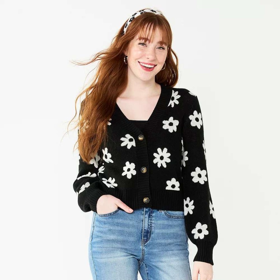 Sweaters * | Juniors' So Button Front Cardigan