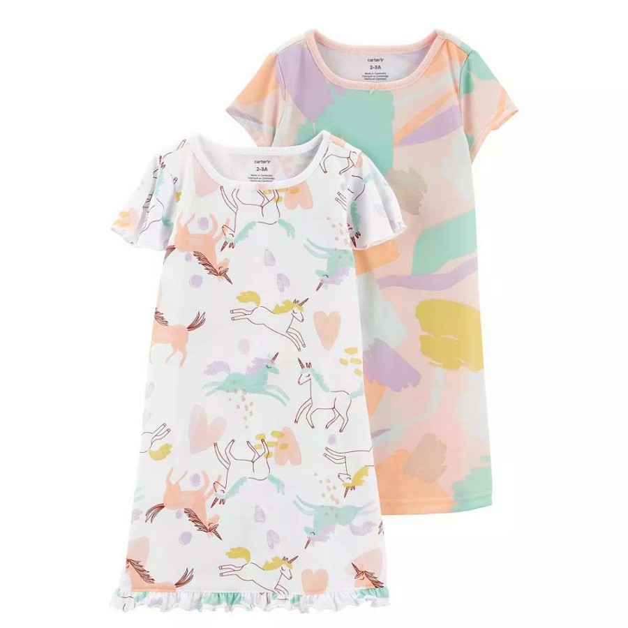 Sleepwear * | Carter'S Girls 4-12 Carter'S 2-Pack Unicorn Nightgowns