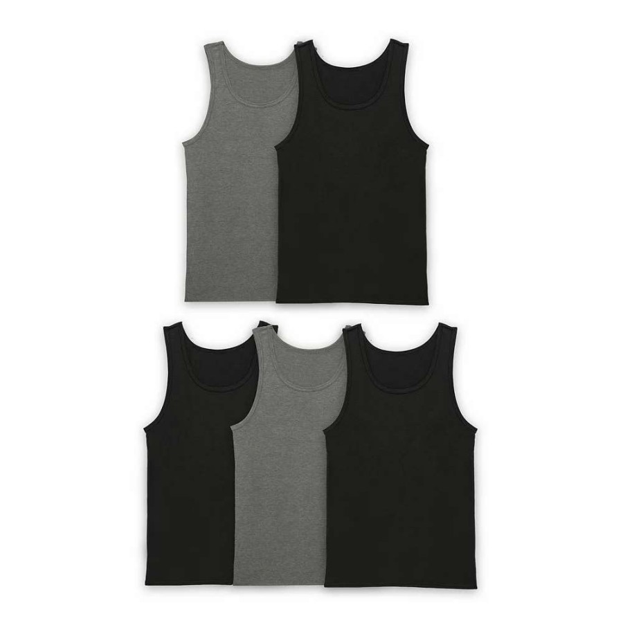 Underwear * | Men'S Fruit Of The Loom Essentials 5-Pack Pure Comfort Tanks