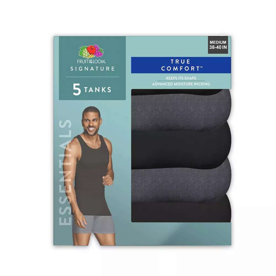 Underwear * | Men'S Fruit Of The Loom Essentials 5-Pack Pure Comfort Tanks