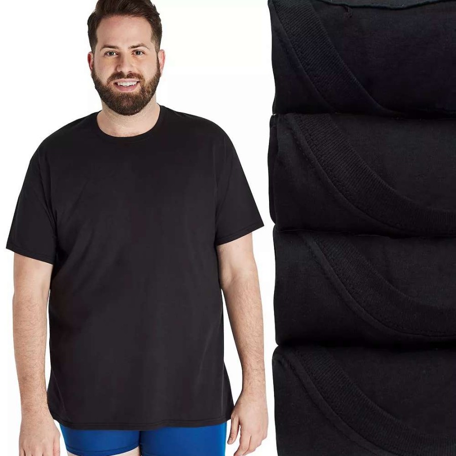 Underwear * | Big & Tall Hanes Ultimate Cool Comfort Freshiq Crewneck T-Shirt 4-Pack