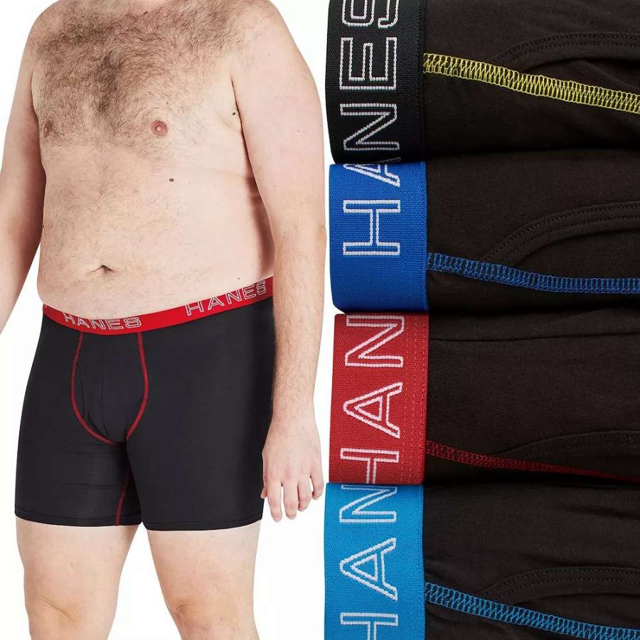 Underwear * | Big & Tall Hanes Ultimate 4-Pack Stretch Boxer Brief