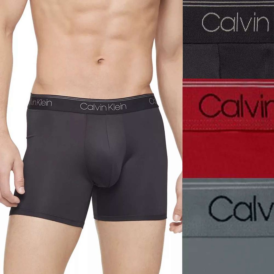 Underwear * | Men'S Calvin Klein 3-Pack Microfiber Stretch Boxer Briefs