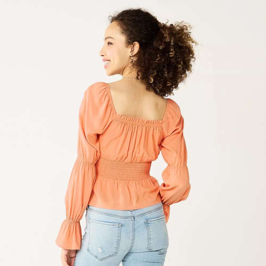 Shirts & Blouses * | Juniors' So Cropped Smocked Waist Top