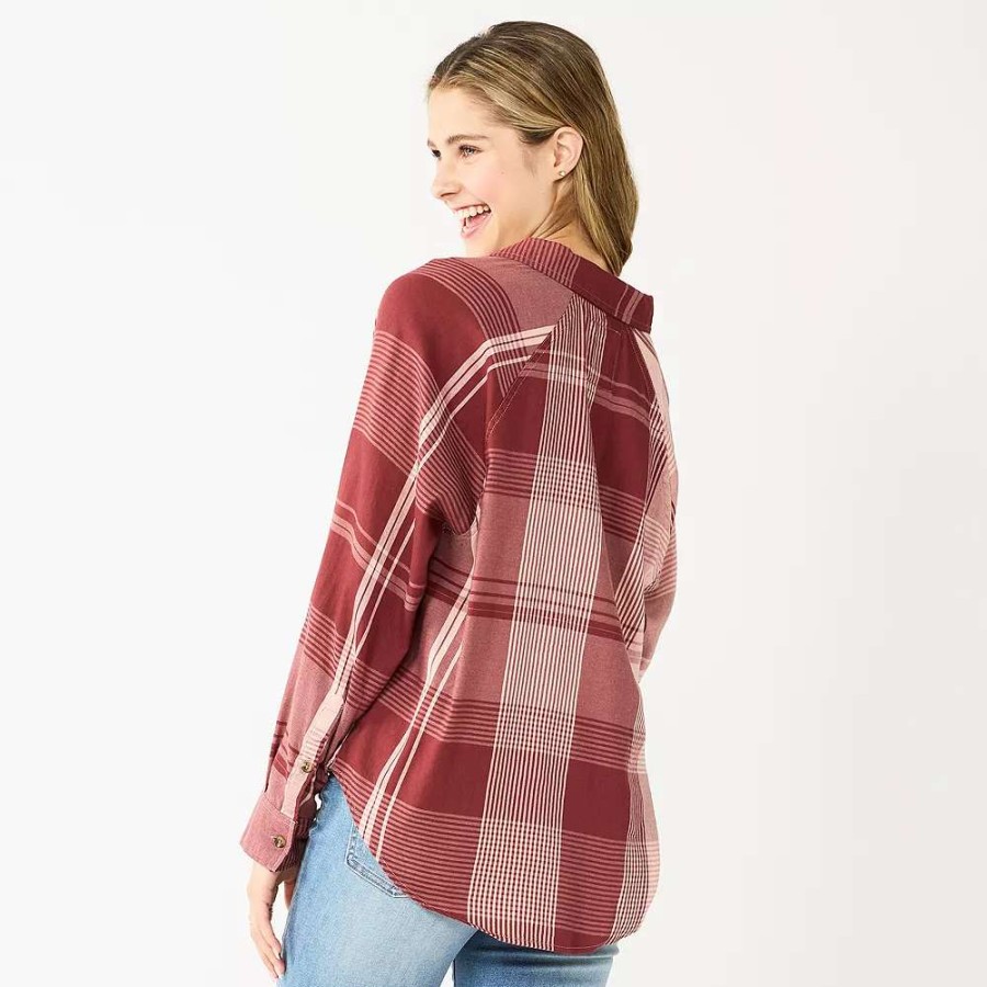 Shirts & Blouses * | Juniors' So Long Sleeve Button Down Shirt