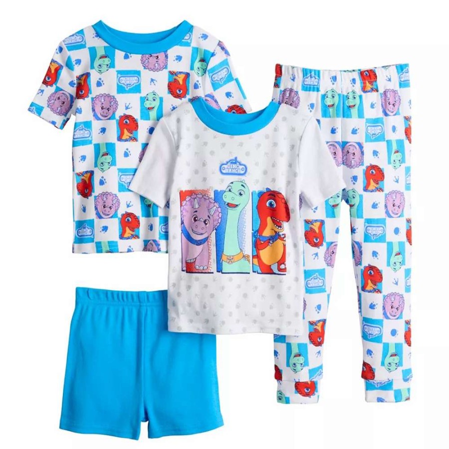 Sleepwear * | Licensed Character Toddler Boy Dino Ranch 4 Piece Pajama Set