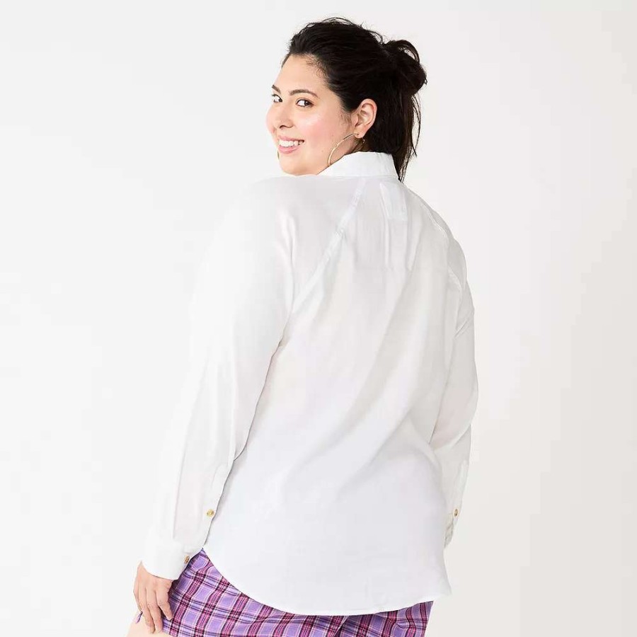 Shirts & Blouses * | Juniors' Plus Size So Long Sleeve Button Down Shirt