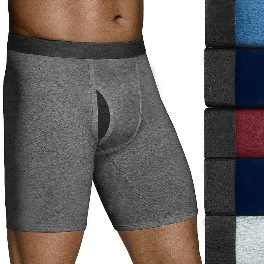 Underwear * | Men'S Fruit Of The Loom Essentials 5-Pack True Comfort Boxer Briefs