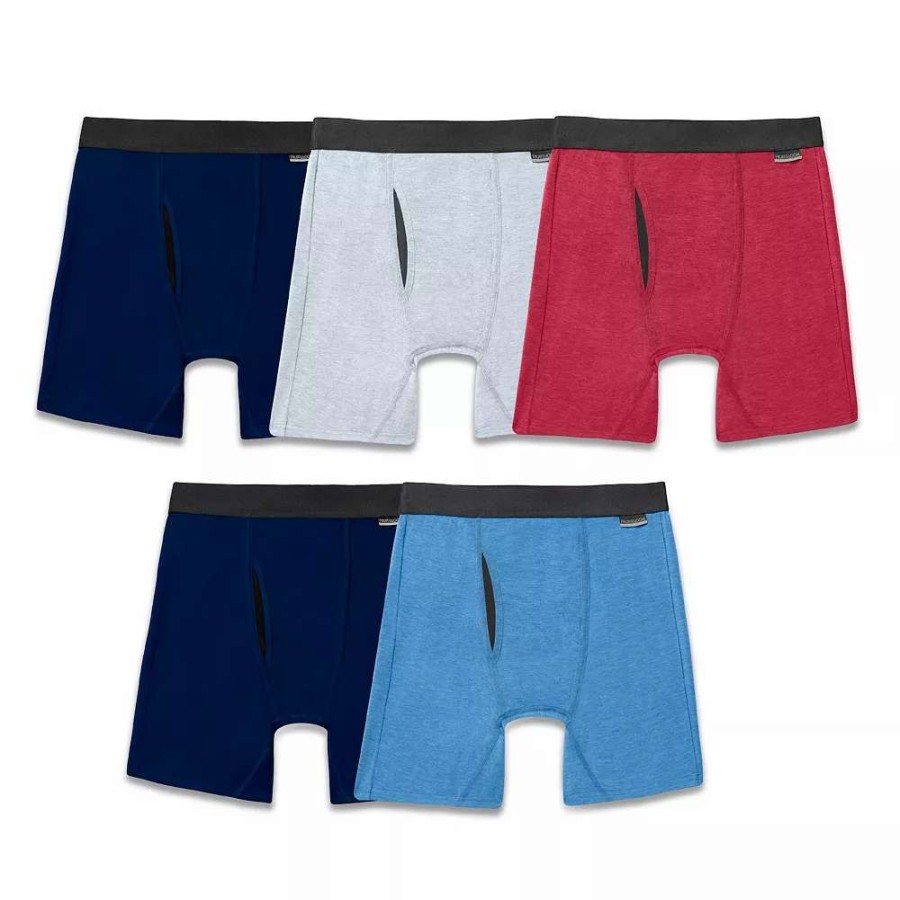 Underwear * | Men'S Fruit Of The Loom Essentials 5-Pack True Comfort Boxer Briefs