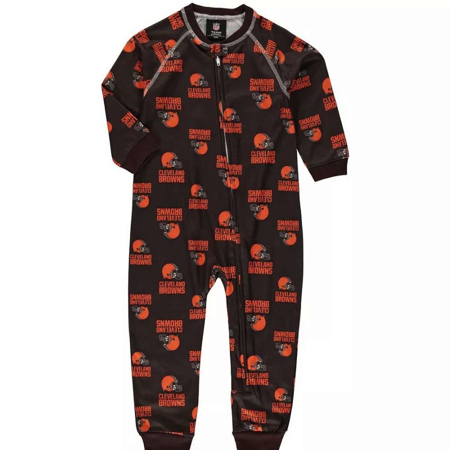 Sleepwear * | Toddler Brown Cleveland Browns Piped Raglan Full-Zip Jumper