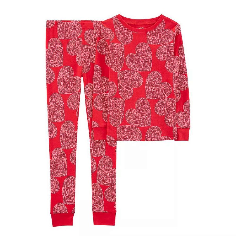 Sleepwear * | Carter'S Girls 4-14 Carter'S Hearts Top & Bottoms Pajama Set