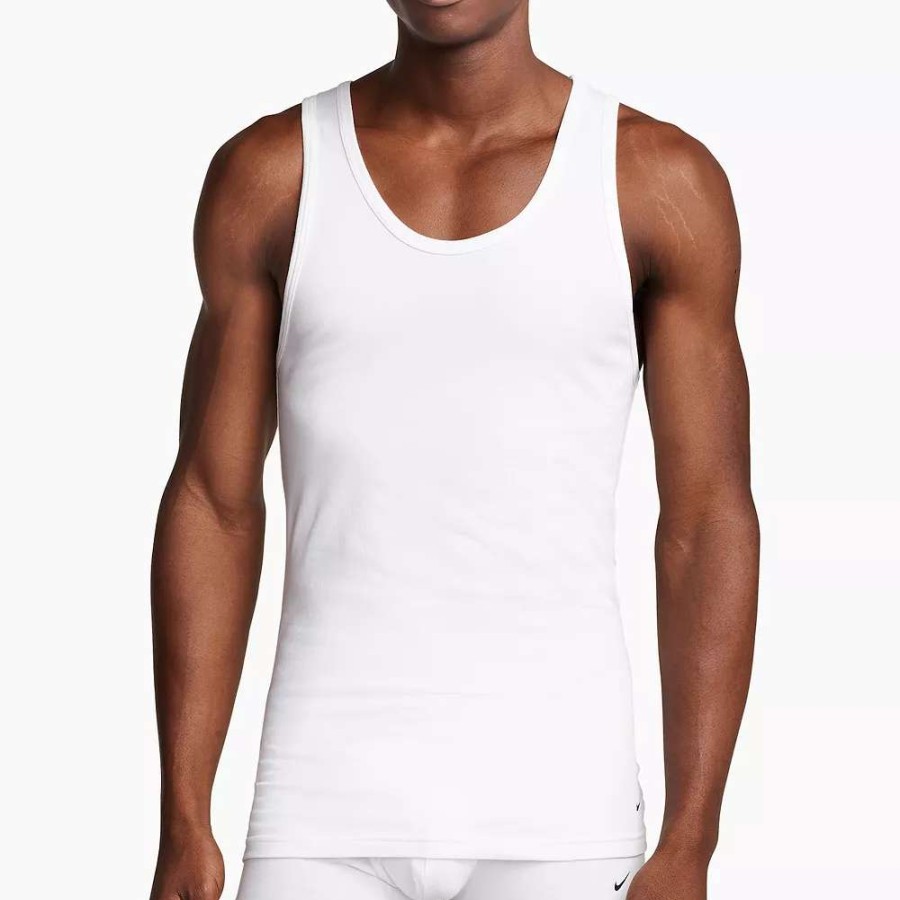 Underwear * | Men'S Nike Dri-Fit Essential Cotton Stretch 2-Pack Tank Undershirts