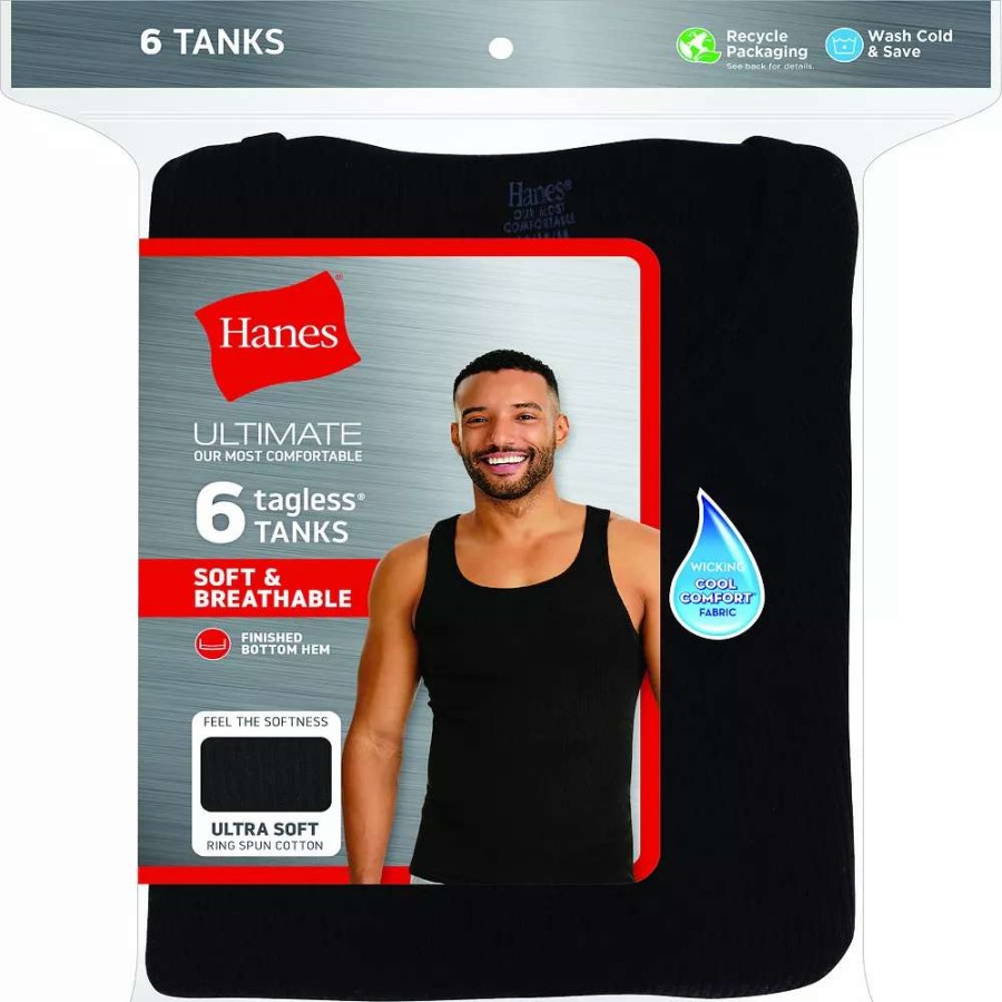 Underwear * | Men'S Hanes Ultimate 6-Pack Dyed A-Shirts