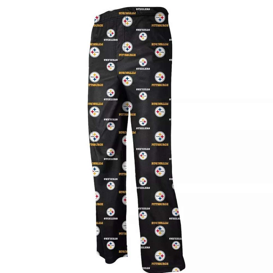 Sleepwear * | Pittsburgh Steelers Preschool Allover Logo Flannel Pajama Pants Black