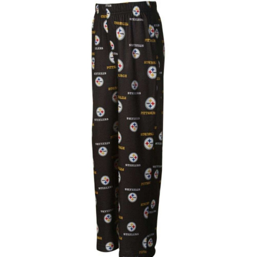 Sleepwear * | Pittsburgh Steelers Preschool Allover Logo Flannel Pajama Pants Black