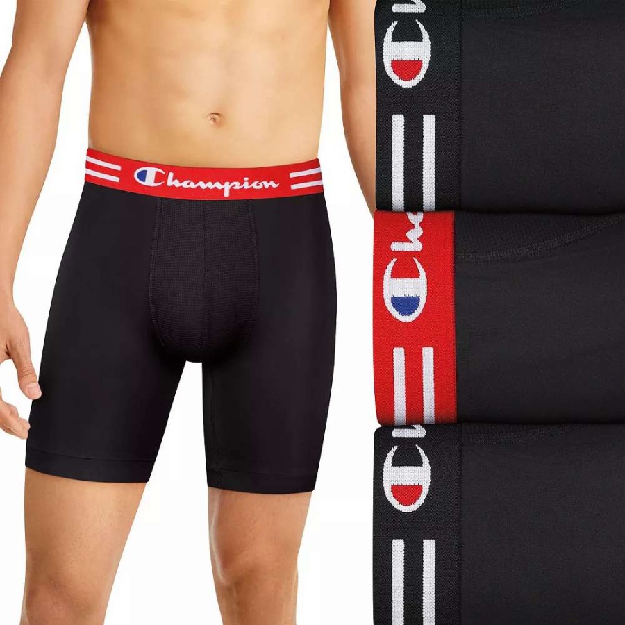 Underwear * | Men'S Champion 3-Pack Performance Long-Leg Boxer Brief