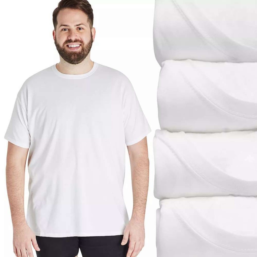 Underwear * | Big & Tall Hanes Ultimate Freshiq 4-Pack Crewneck Tees