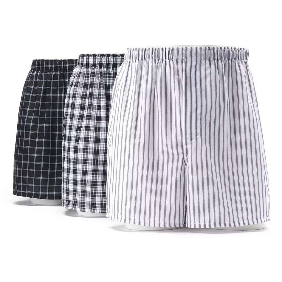 Underwear * | Big & Tall Hanes 3-Pack Woven Boxers