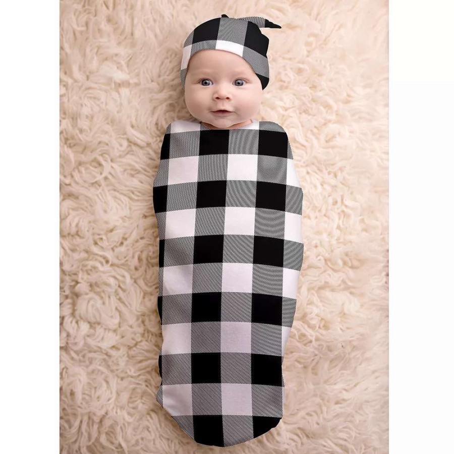 Sleepwear * | Itzy Ritzy Cutie Cocoon Checkered Cocoon & Hat Set